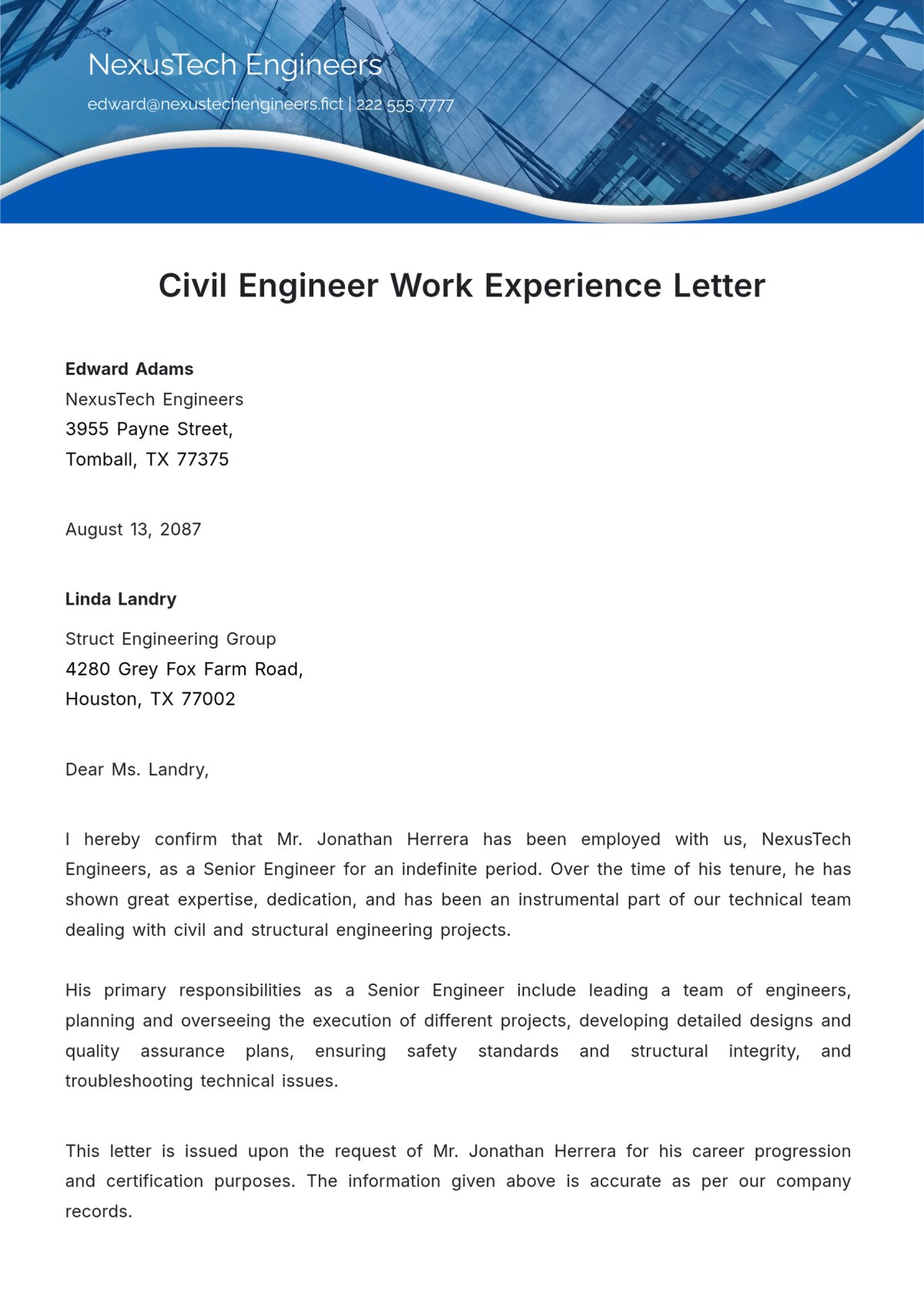 Experience certificate sample 5